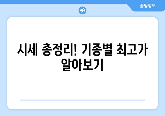 시세 총정리! 기종별 최고가 알아보기