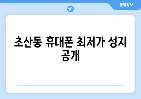 초산동 휴대폰 최저가 성지 공개