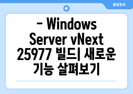 Windows Server vNext 인사이드 미리 보기 빌드 25977 설치 경험 리뷰 |  새로운 기능, 성능, 설치 과정 상세 분석