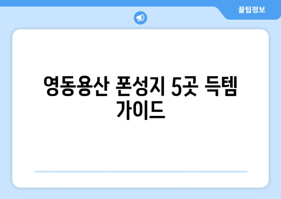 영동용산 폰성지 5곳 득템 가이드