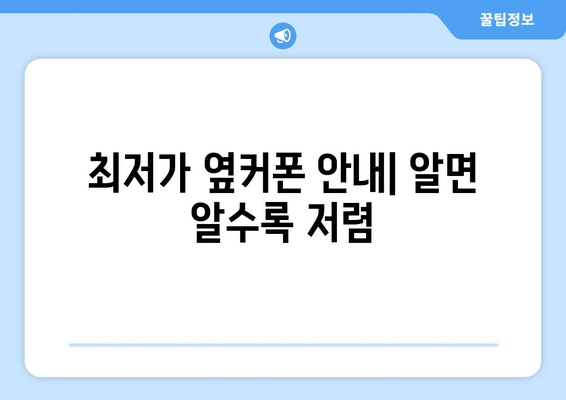 최저가 옆커폰 안내| 알면 알수록 저렴