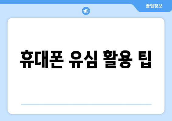 휴대폰 유심 활용 팁