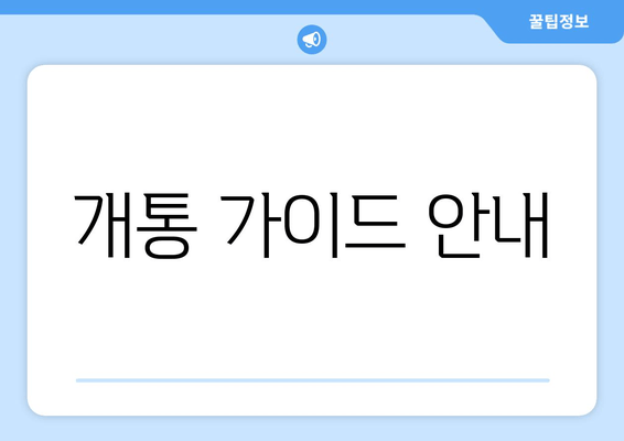 개통 가이드 안내