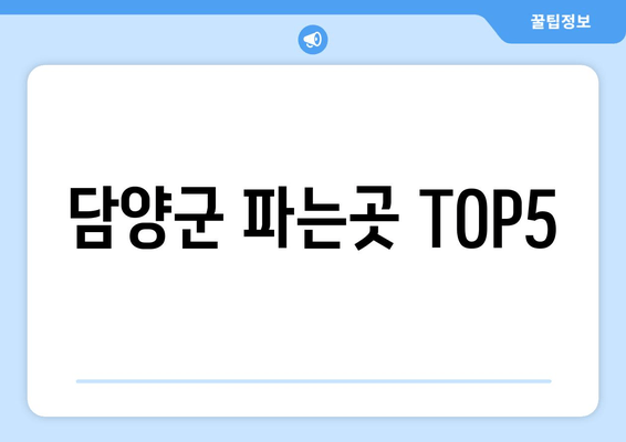 담양군 파는곳 TOP5