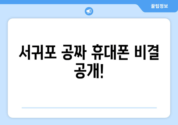 서귀포 공짜 휴대폰 비결 공개!