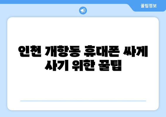 인천 개항동 휴대폰 싸게 사기 위한 꿀팁