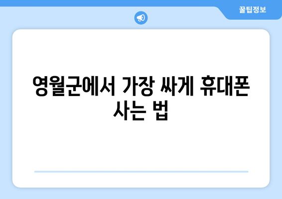 영월군에서 가장 싸게 휴대폰 사는 법