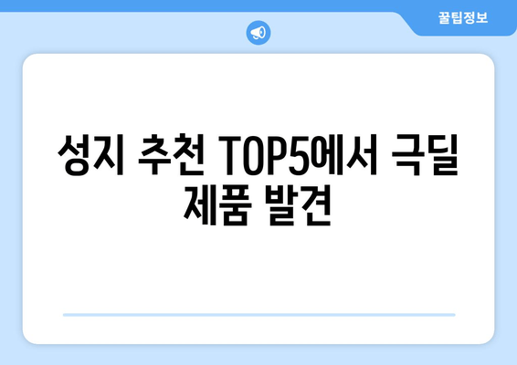 성지 추천 TOP5에서 극딜 제품 발견