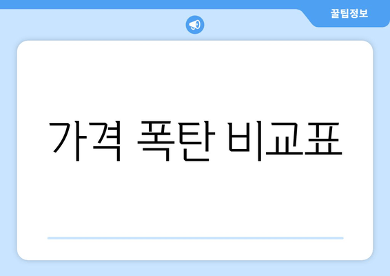 가격 폭탄 비교표