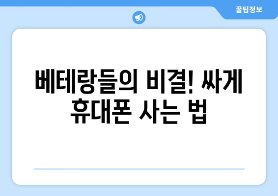 베테랑들의 비결! 싸게 휴대폰 사는 법