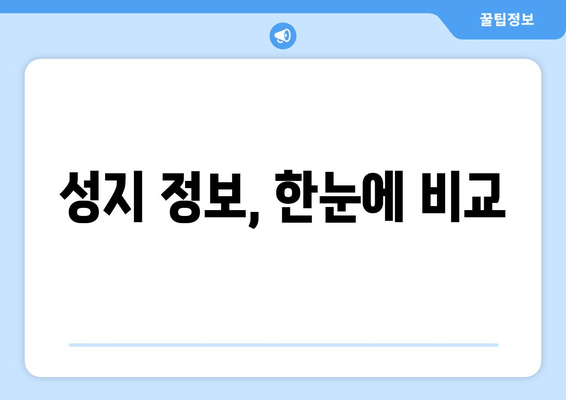 성지 정보, 한눈에 비교