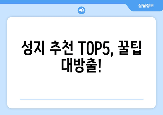 성지 추천 TOP5, 꿀팁 대방출!