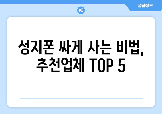 성지폰 싸게 사는 비법, 추천업체 TOP 5