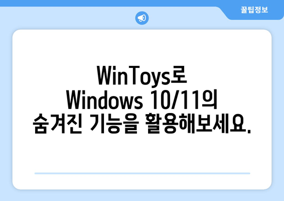 Windows 10/11 완벽 조정| WinToys 앱으로 나만의 최적화 환경 구축하기 | 사용자 정의, 편의성, 생산성 향상