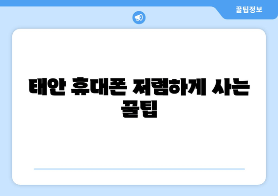 태안 휴대폰 저렴하게 사는 꿀팁