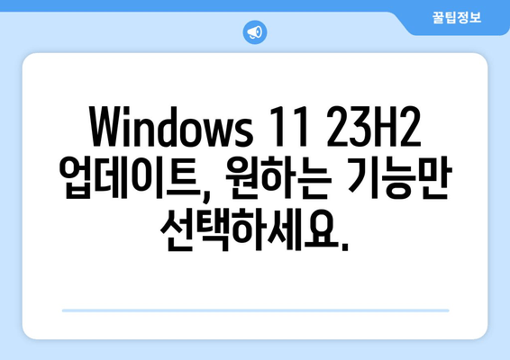 Windows 11 23H2 업데이트| 선택적 제어하기 | 옵션, 설정, 관리