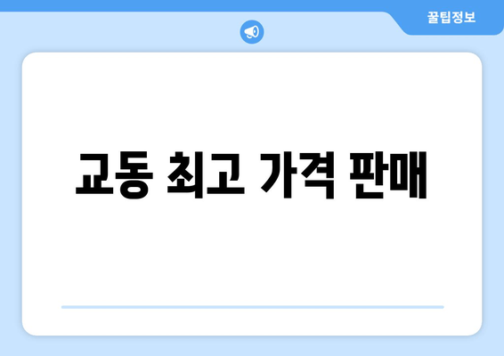 교동 최고 가격 판매