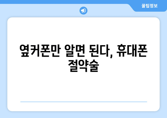 옆커폰만 알면 된다, 휴대폰 절약술