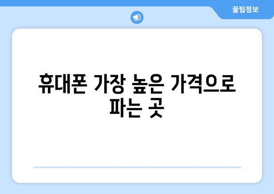 휴대폰 가장 높은 가격으로 파는 곳