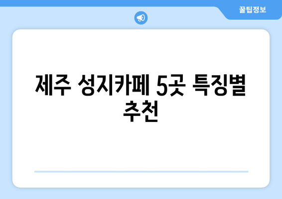 제주 성지카페 5곳 특징별 추천