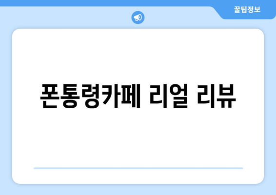 폰통령카페 리얼 리뷰