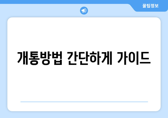 개통방법 간단하게 가이드