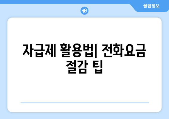 자급제 활용법| 전화요금 절감 팁