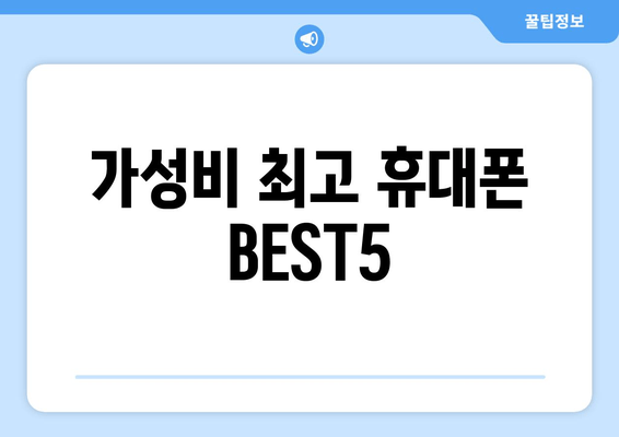 가성비 최고 휴대폰 BEST5