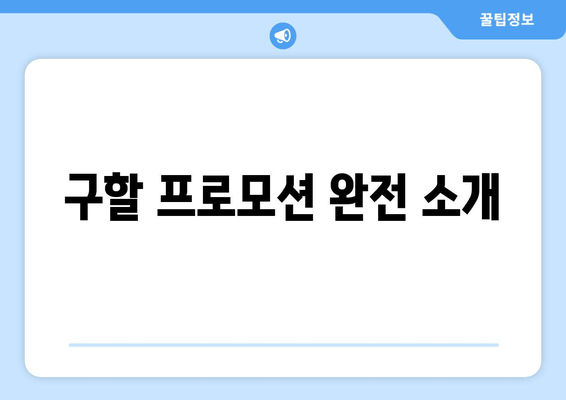 구할 프로모션 완전 소개