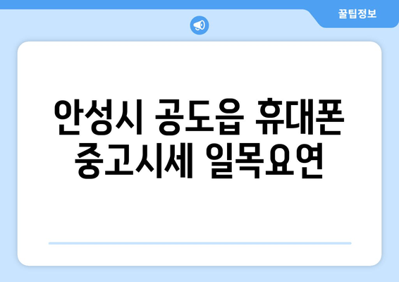 안성시 공도읍 휴대폰 중고시세 일목요연