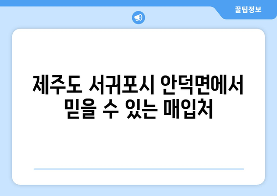 제주도 서귀포시 안덕면에서 믿을 수 있는 매입처