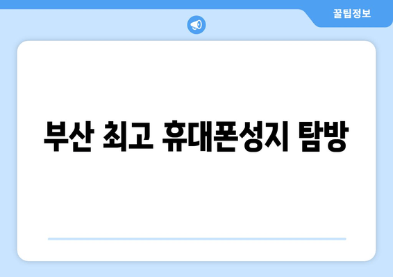 부산 최고 휴대폰성지 탐방