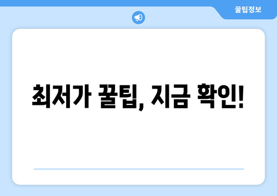 최저가 꿀팁, 지금 확인!