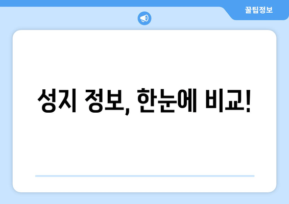 성지 정보, 한눈에 비교!