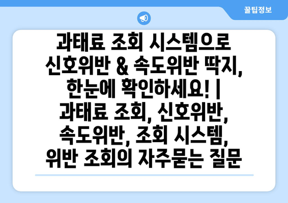 과태료 조회 시스템으로 신호위반 & 속도위반 딱지, 한눈에 확인하세요! | 과태료 조회, 신호위반, 속도위반, 조회 시스템, 위반 조회