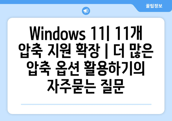 Windows 11| 11개 압축 지원 확장 | 더 많은 압축 옵션 활용하기