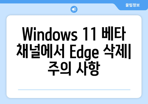 Windows 11 베타 채널에서 Microsoft Edge 삭제하는 방법 |  Microsoft Edge, 베타 채널, 삭제, 안내