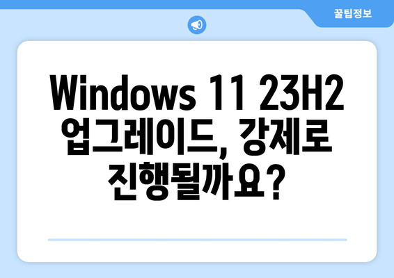 Microsoft Windows 11 23H2 업그레이드 강제 시행| 알아야 할 사항 | 강제 업데이트, 23H2, 업그레이드 거부, Windows 11