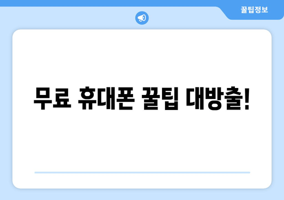 무료 휴대폰 꿀팁 대방출!