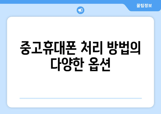 중고휴대폰 처리 방법의 다양한 옵션