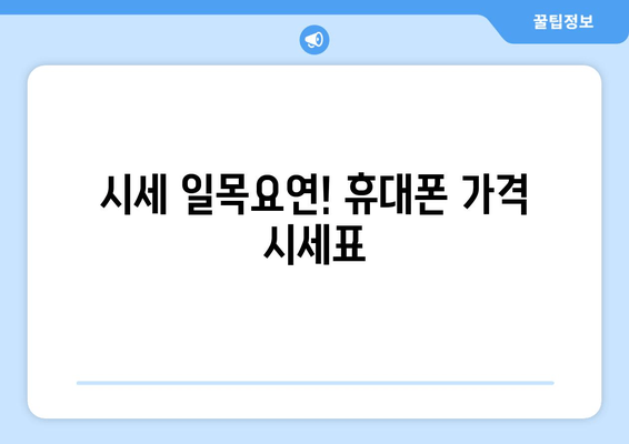 시세 일목요연! 휴대폰 가격 시세표