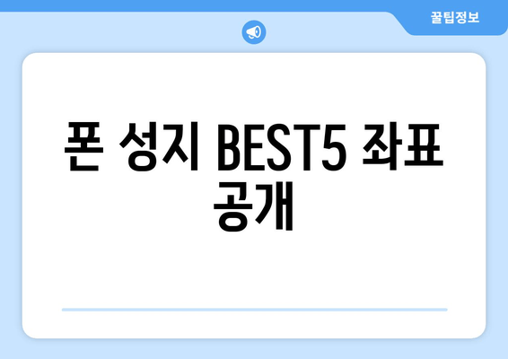 폰 성지 BEST5 좌표 공개