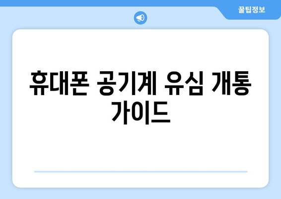 휴대폰 공기계 유심 개통 가이드