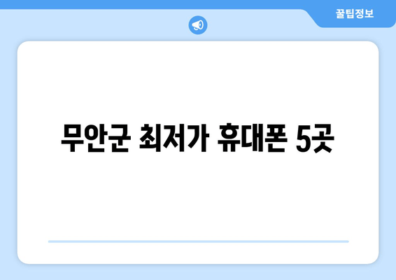 무안군 최저가 휴대폰 5곳