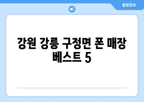 강원 강릉 구정면 폰 매장 베스트 5