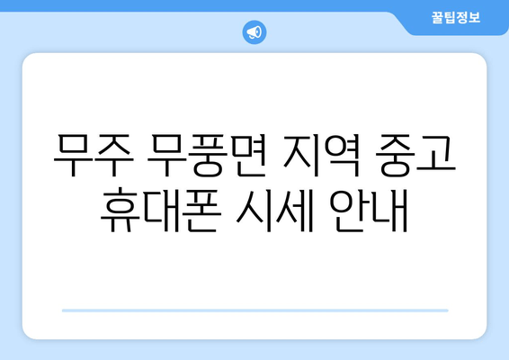 무주 무풍면 지역 중고 휴대폰 시세 안내