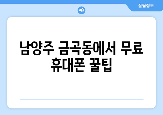 남양주 금곡동에서 무료 휴대폰 꿀팁