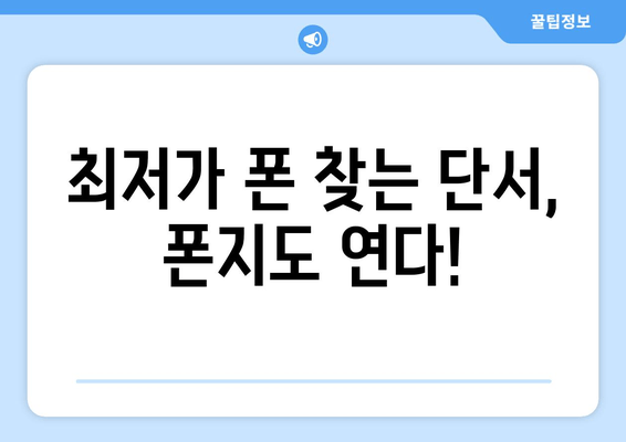 최저가 폰 찾는 단서, 폰지도 연다!