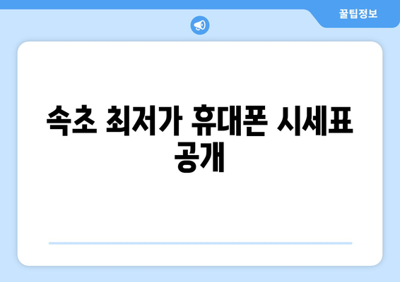 속초 최저가 휴대폰 시세표 공개