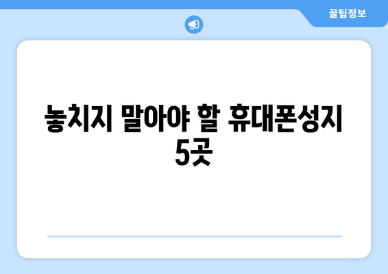 놓치지 말아야 할 휴대폰성지 5곳